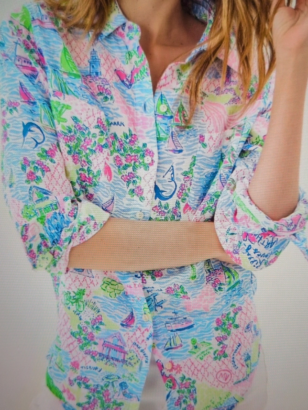Lilly Pulitzer Sea View Linen Shirt "Lilly Loves Martha's Vineyard".